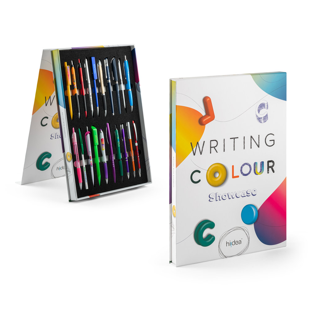 COLOUR WRITING SHOWCASE. Campionario con 20 penne colorate